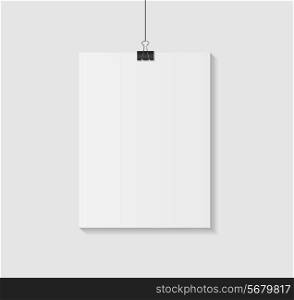 White Blank Page with Clip Vector Illustration. EPS10