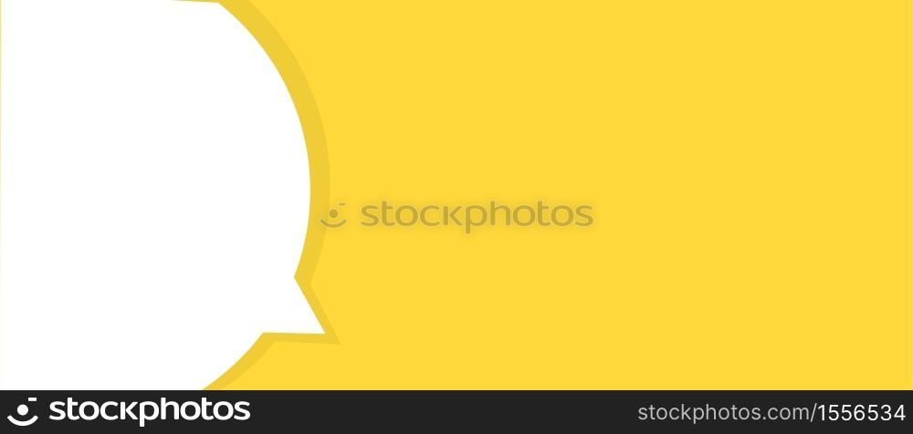 White blank paper speech bubble on yellow background. Banner template for your design.. White blank paper speech bubble on yellow background.