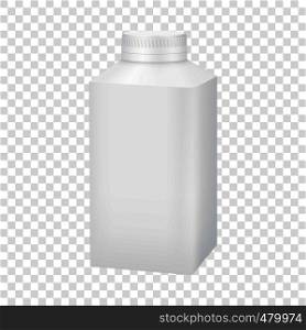 White blank plastic bottle with cap mockup. Realistic illustration of white blank plastic bottle with cap vector mockup for web. White blank plastic bottle with cap mockup