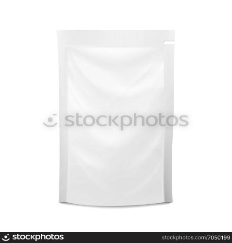 White Blank Plastic Spouted Pouch. Vector Doypack Food Bag Packaging. Template For Puree, Beverage, Cosmetics. Packaging Design. Vector Isolated Illustration.. White Blank Plastic Spouted Pouch. Vector Doypack Food Bag Packaging. Template For Puree, Beverage, Cosmetics. Packaging Design. Vector Isolated