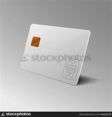 White blank shopping credit card isolated 3d vector illustration. Credit card for finance, bank or shopping discount plastic card. White blank shopping credit card isolated 3d vector illustration