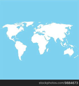 white blank world map. world map on blue background. generalized world map.