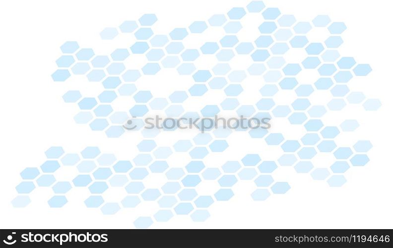 White blue abstract simple background. Wall of hexagons. Geometric mosaic art.