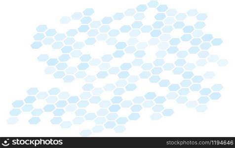 White blue abstract simple background. Wall of hexagons. Geometric mosaic art.