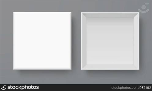 White box mock up top view with long shadows. Vector isolated blank on Gray background.vector design Element illustration. use for box package template.