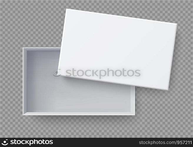 White box mock up top view with long shadows. Vector isolated blank on Tranparency background.vector design Element illustration. use for box package template.