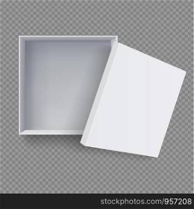 White box mock up top view with long shadows. Vector isolated blank on Transparency background.vector design Element illustration. use for box package template.