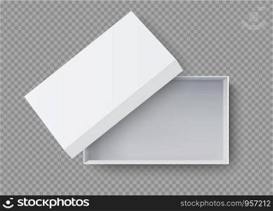 White box mock up top view with long shadows. Vector isolated blank on Transparency background.vector design Element illustration. use for box package template.