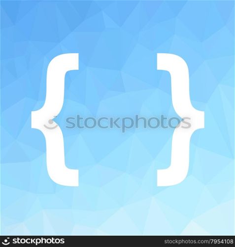 White Bracket. White Bracket Isolated on Blue Polygonal Background