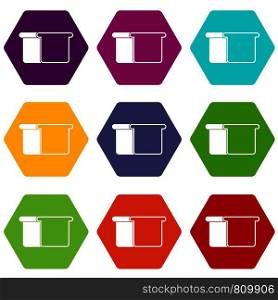 White bread icon set many color hexahedron isolated on white vector illustration. White bread icon set color hexahedron