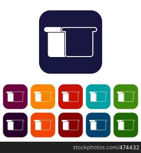 White bread icons set vector illustration in flat style In colors red, blue, green and other. White bread icons set