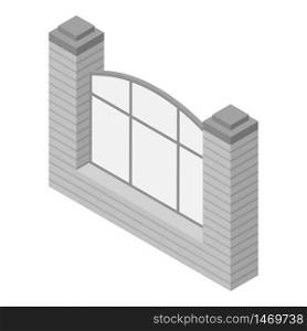 White brick fence icon. Isometric of white brick fence vector icon for web design isolated on white background. White brick fence icon, isometric style