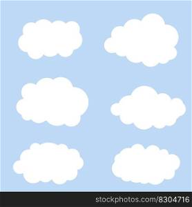 White bubbles cloud. Isolated Cartoon flat illustration. Blue sky and good summer weather. White bubbles cloud. Isolated Cartoon