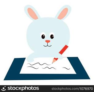 White bunny, illustration, vector on white background.