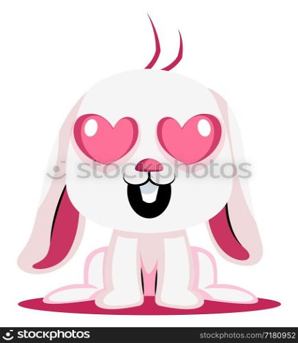 White bunny in love illustration vector on white background