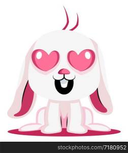 White bunny in love illustration vector on white background