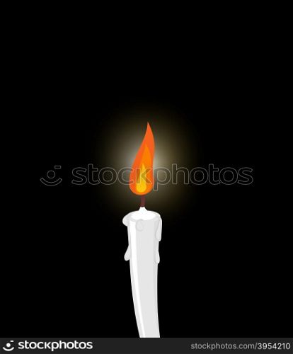 White candle on black background. Grief, mourning. Illustration in memory of dead.&#xA;