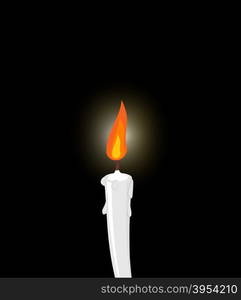 White candle on black background. Grief, mourning. Illustration in memory of dead.&#xA;