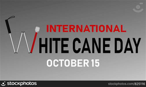 White cane day concept banner. Realistic illustration of white cane day vector concept banner for web design. White cane day concept banner, realistic style