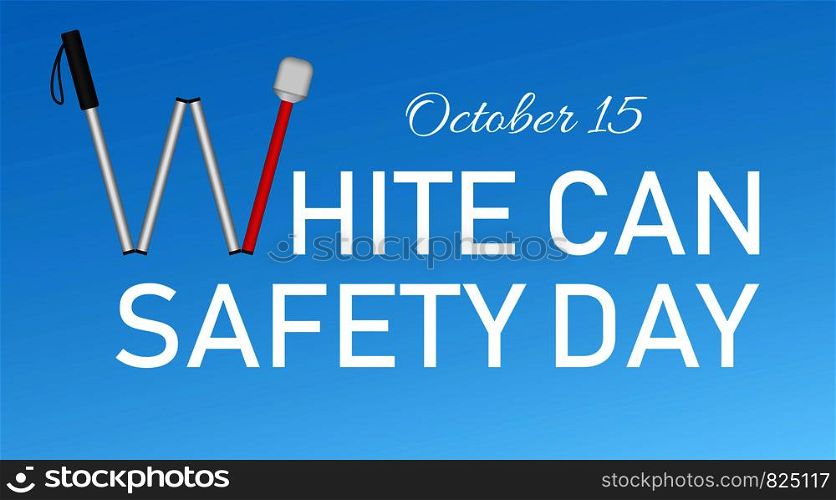 White cane october day concept banner. Realistic illustration of white cane october day vector concept banner for web design. White cane october day concept banner, realistic style