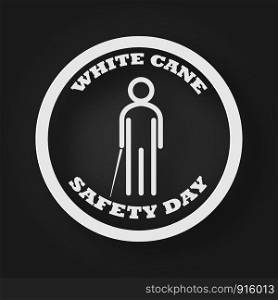 White Cane Safety Day people icon with stick as blind and disability concept. Vector illustration background