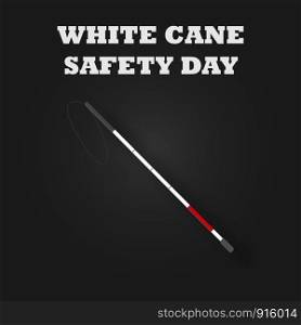 White cane safety day with stick and red striped for disabled people. Blind and disability concept. Vector illustration background