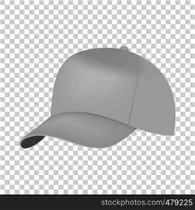 White cap side view mockup. Realistic illustration of white cap side view vector mockup for web. White cap side view mockup, realistic style