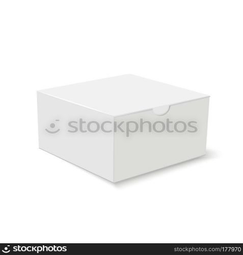 White cardboard square gift box different sizes. Vector
