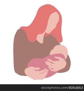 White caucasian mother breastfeeding infant child handdrawn illustration isolated.. White caucasian mother breastfeeding infant child handdrawn illustration