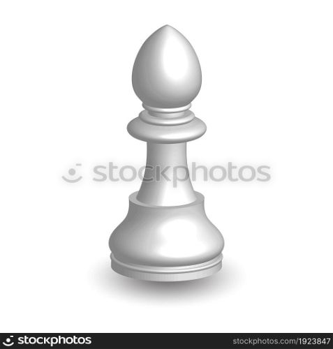 White chess piece knight 3d on white background. Board game chess. Chess piece 3d render.Vector illustration. Sport play.. White chess piece knight 3d on white background.