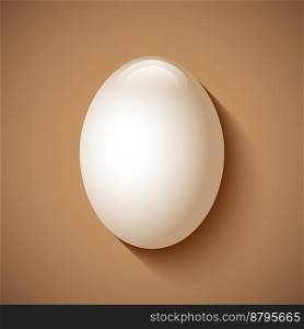 White chicken egg with shadow on a brown background. Easter Egg with shadow