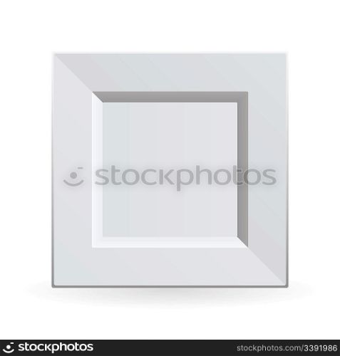 White china plate clean and square shape with shadow