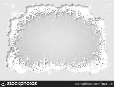 White Christmas Paper Style Background with Snowflakes