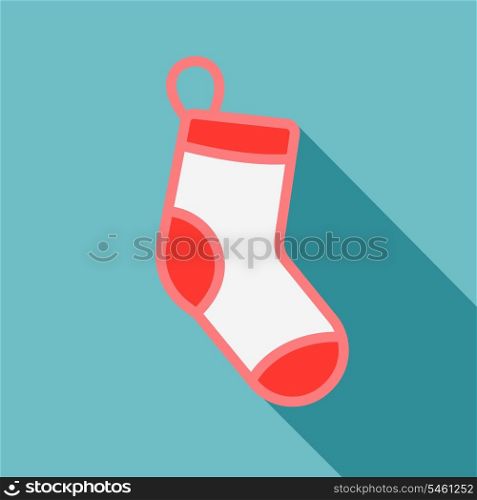 White Christmas stocking on blue background