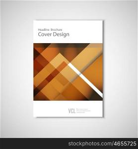 White classic brochure template design with brown geometric elements. Vector for business, presentation, work.