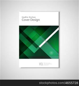 White classic vector brochure template design with green geometric elements and text. White classic vector brochure template design with green geometric elements and text.