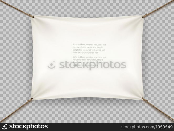 White cloth banner with text space on transparent background. Vector