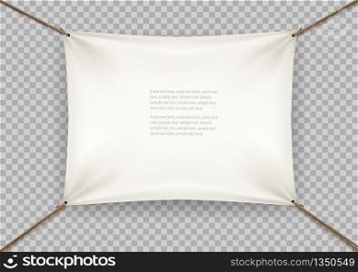 White cloth banner with text space on transparent background. Vector