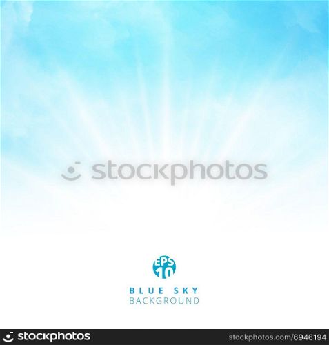 White cloud detail in blue sky with lighting blank copy space for your text. Vector illustration