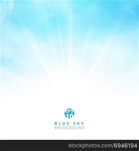 White cloud detail in blue sky with lighting blank copy space for your text. Vector illustration