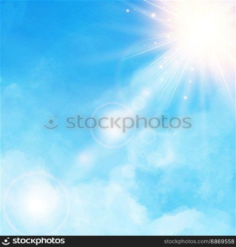 White cloud detail in blue sky with sunshine daylightvector illustration background with copy space