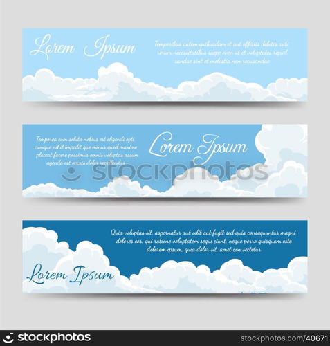 White clouds banners template collection. White clouds and blue sky banners template collection vector illustration