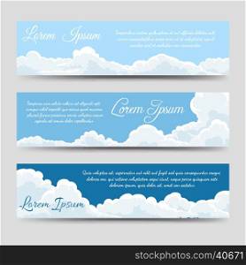 White clouds banners template collection. White clouds and blue sky banners template collection vector illustration