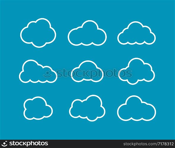 White Clouds collection in linear design. White Clouds icons. Clouds isolated. Eps10. White Clouds collection in linear design. White Clouds icons. Clouds isolated