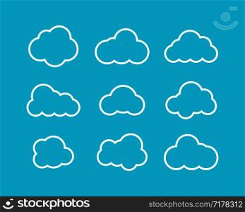 White Clouds collection in linear design. White Clouds icons. Clouds isolated. Eps10. White Clouds collection in linear design. White Clouds icons. Clouds isolated
