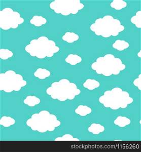White clouds on a blue sky. Seamless background. Blue cloud seamless pattern. White clouds on a blue sky. Seamless background
