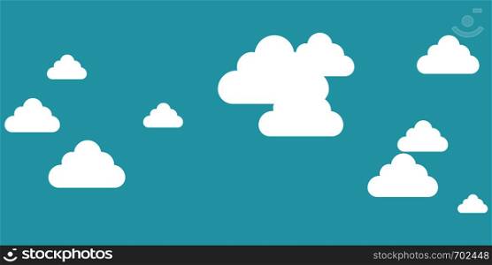 White clouds on blue background in flat design. Eps10. White clouds on blue background in flat design