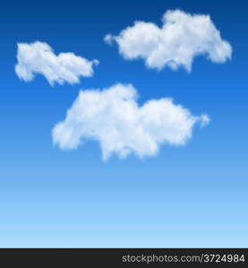 White clouds on blue sky realistic vector background with copy space.