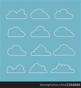 White clouds on blue sky with long shadow. Stock vector. White clouds on blue background. Stock vector
