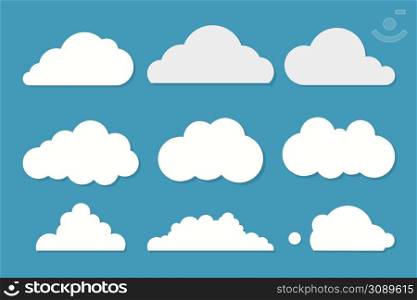 White clouds set on blue sky background. Vector illustration. White clouds set on blue sky background. Vector